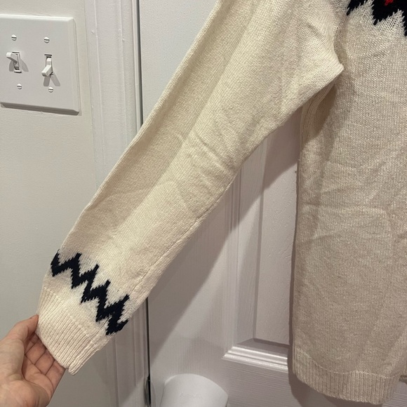 Talbots Womens‎ Wool Blend Fair Isle Nordic Cream Red Blue Sweater Large Winter - Picture 3 of 7